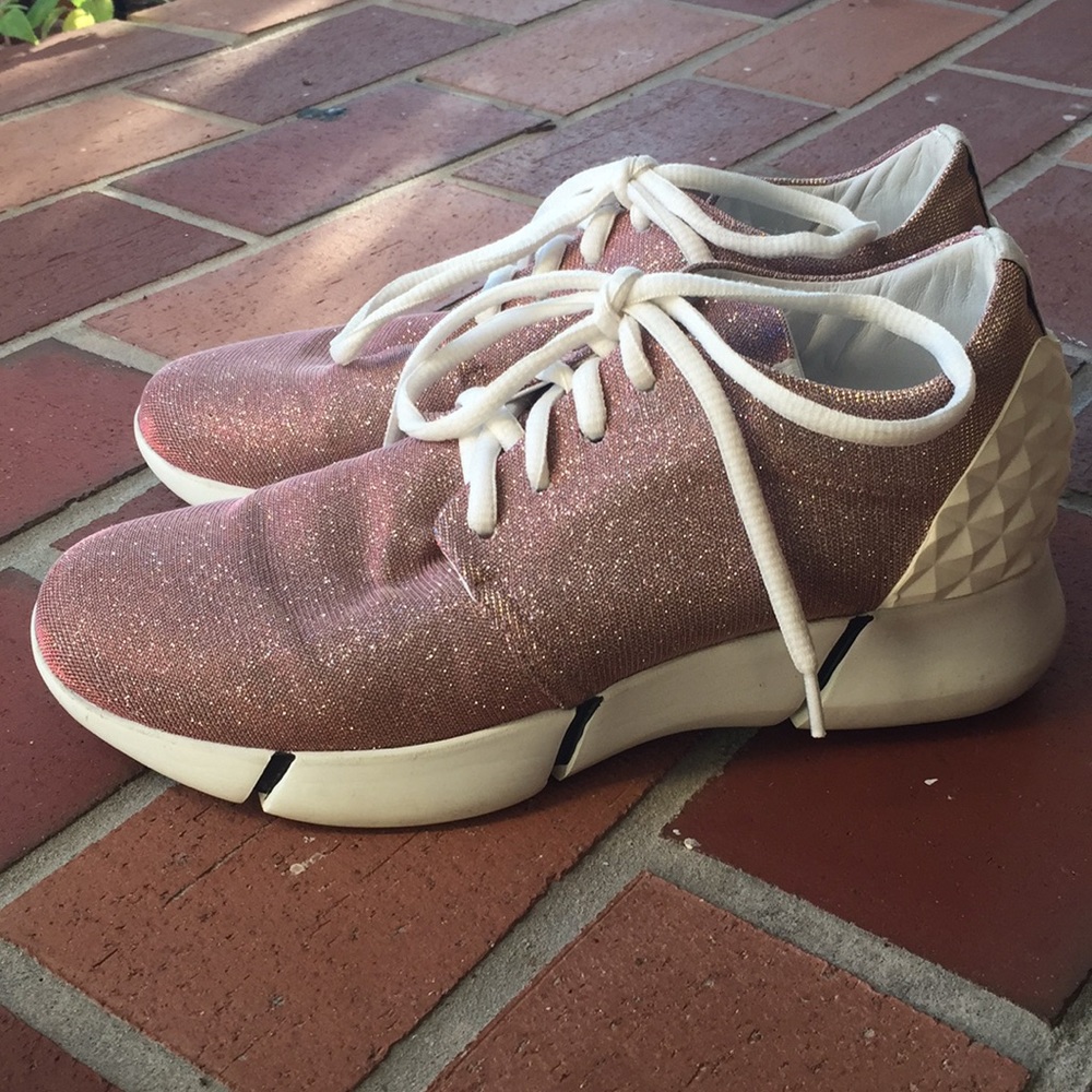 Anthropologie Pink Glitter Holographic Sneakers 6